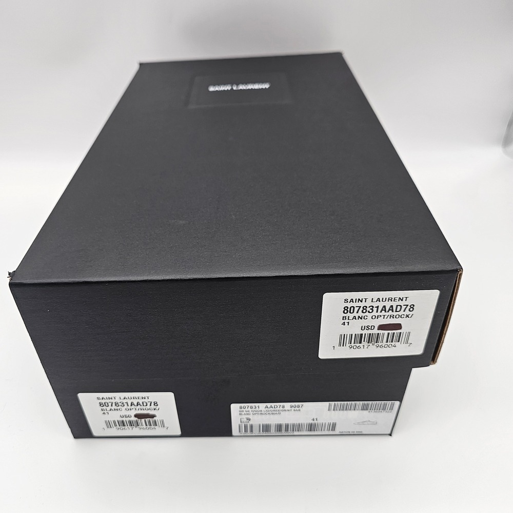 Saint Laurent Mens Aston Sneakers Leather Nylon Suede White Green 807831 Size 8 - Picture 8 of 9